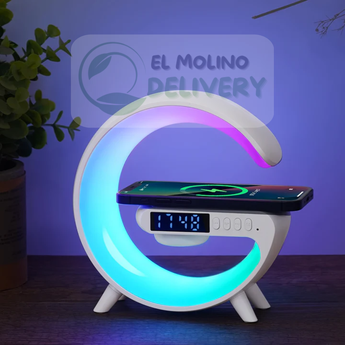 Cargador Inalámbrico Altavoz y Lampara RGB