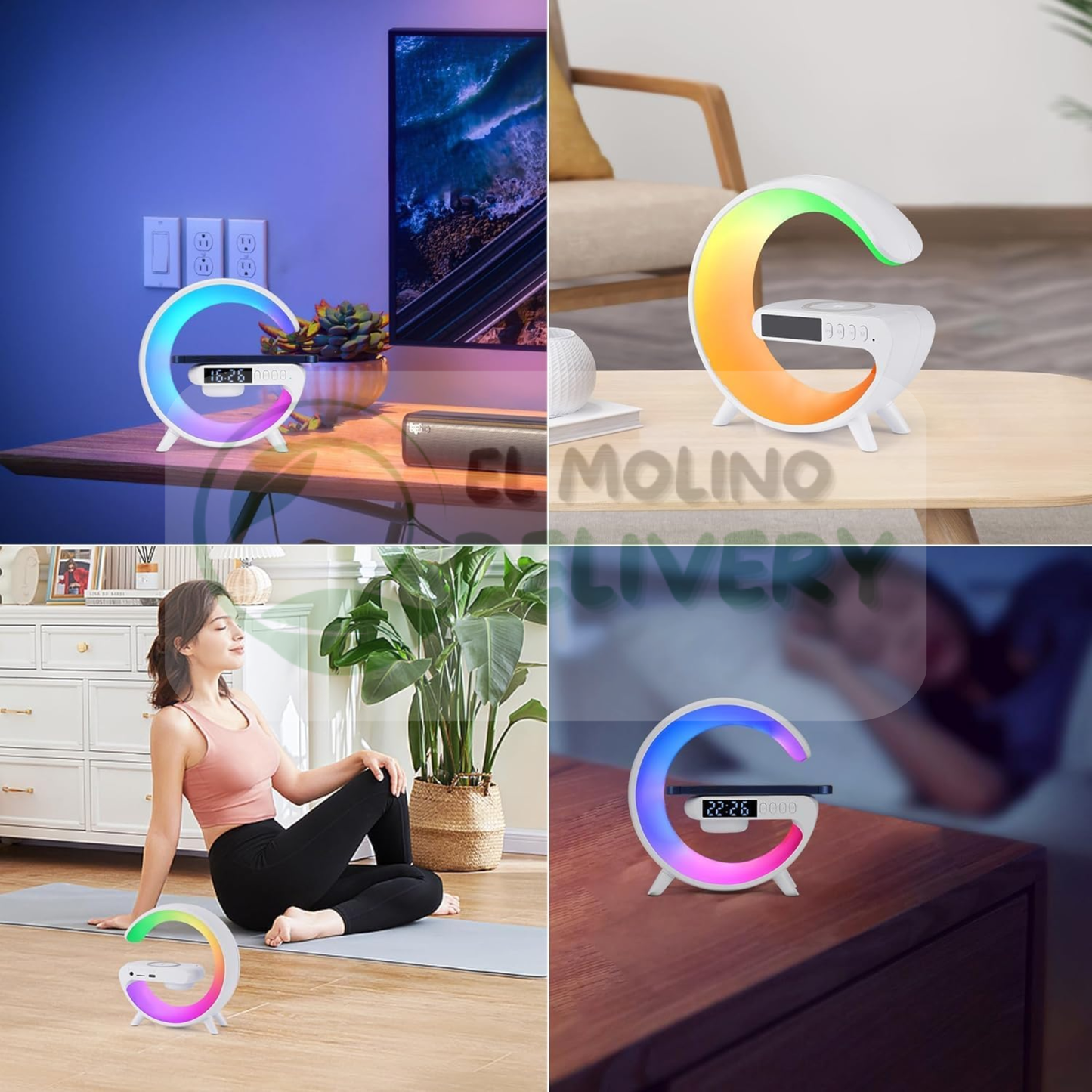 Cargador Inalámbrico Altavoz y Lampara RGB