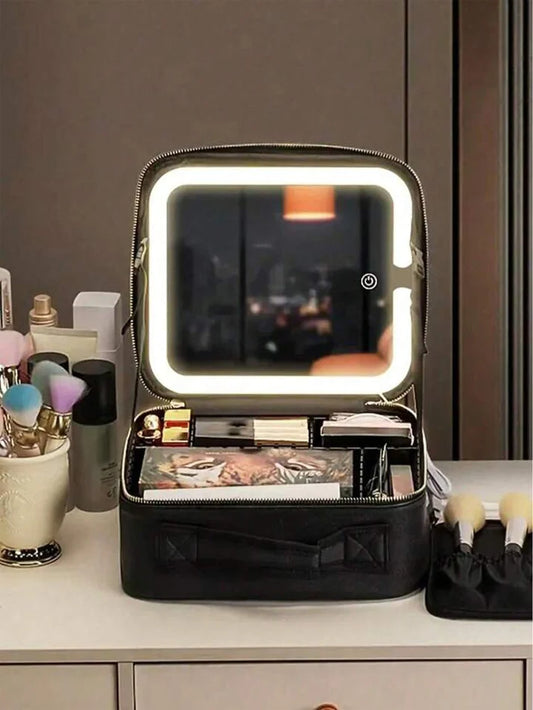 Estuche De Maquillaje Con Espejo Luz Led