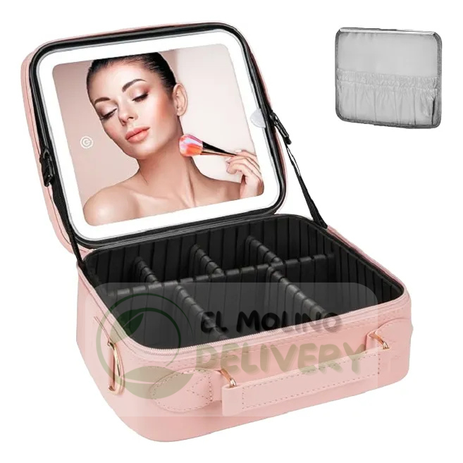 Estuche De Maquillaje Con Espejo Luz Led