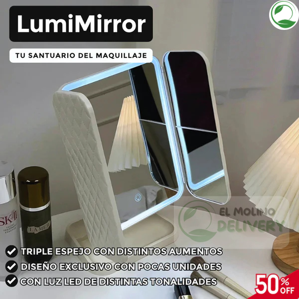 Espejo De Maquillaje Triple Iluminado