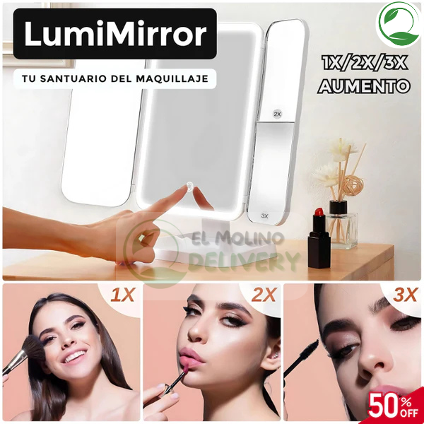 Espejo De Maquillaje Triple Iluminado