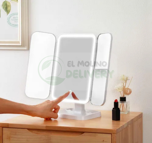 Espejo De Maquillaje Triple Iluminado