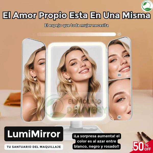 Espejo De Maquillaje Triple Iluminado