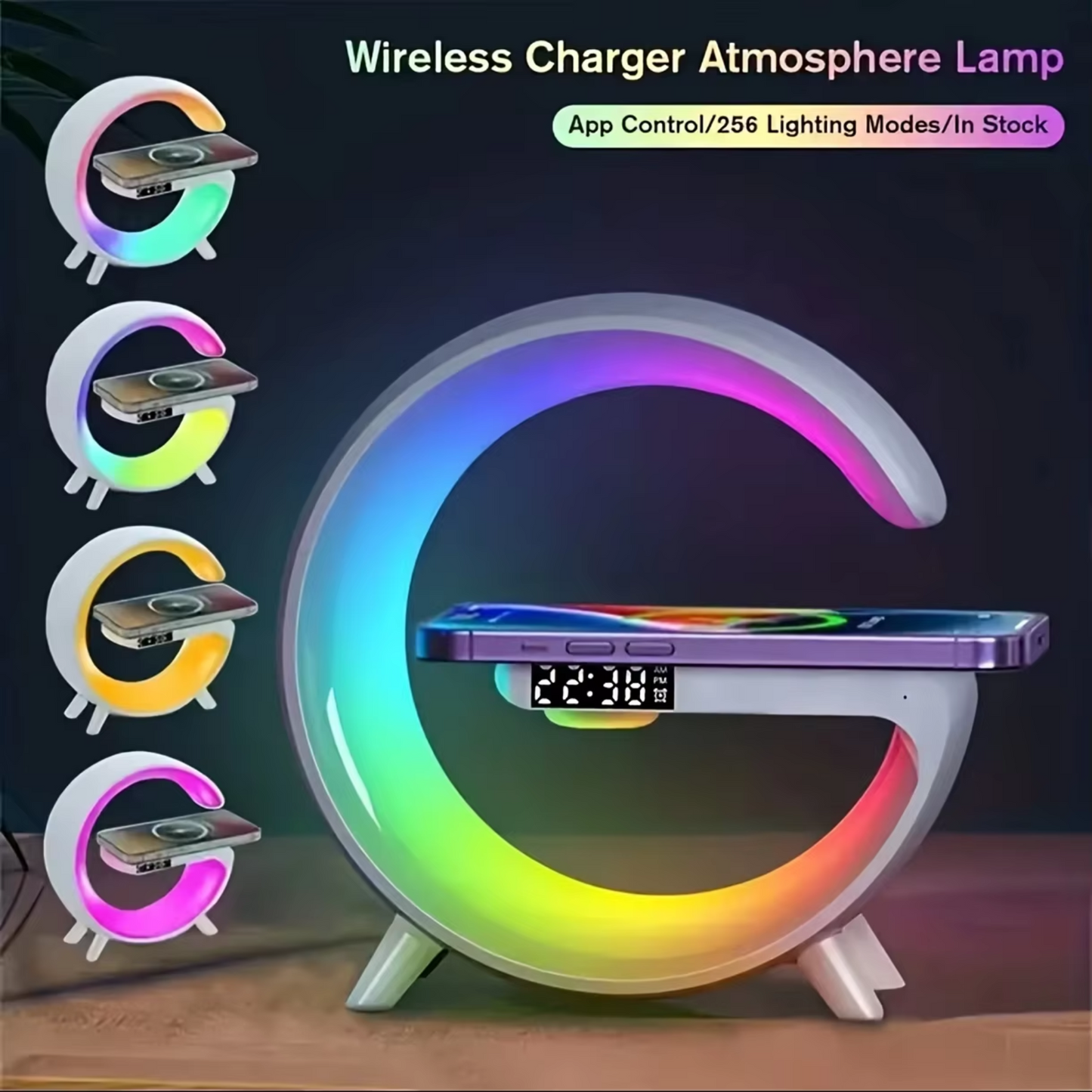 Cargador Inalámbrico Altavoz y Lampara RGB
