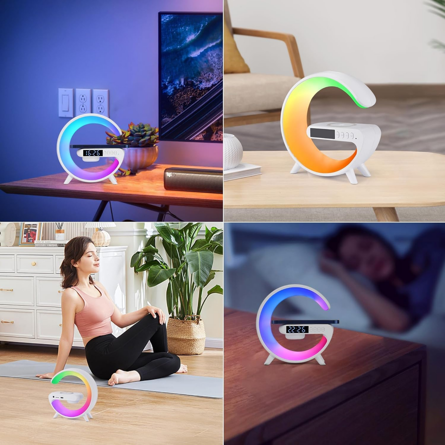 Cargador Inalámbrico Altavoz y Lampara RGB