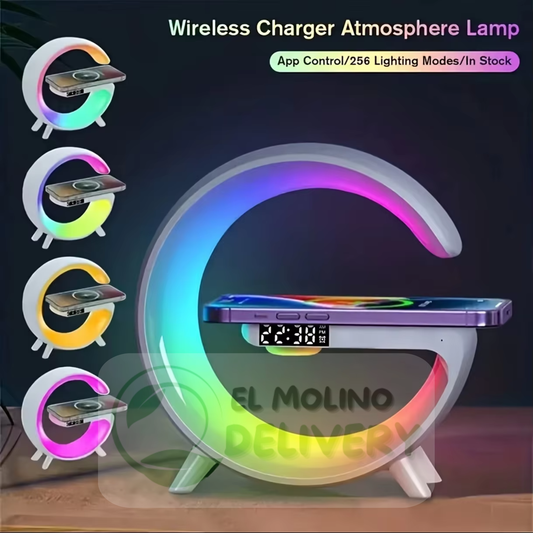 Cargador Inalámbrico Altavoz y Lampara RGB